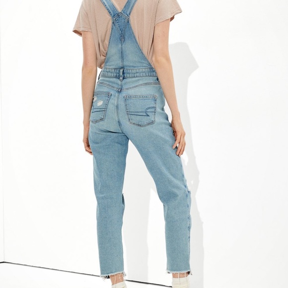 **LAST PAIR!** AE stretch ripped denim mom overall (size 6) - Picture 2 of 7